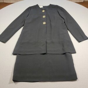 Vintage 90s Evan Picone Dress‎ Black Gold Button Retro Career Women's Size 8